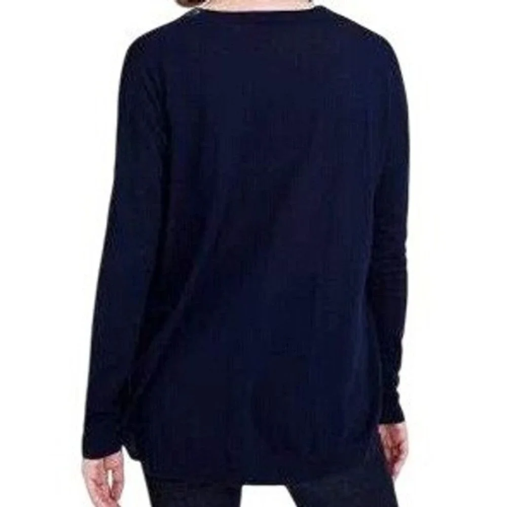 Abigail Borg for J. Crew Navy Blue 100% Merino Wool V-Neck Sweater size Small‎